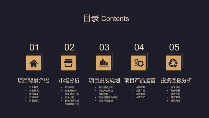 高端黑金商业计划书PPT模板
