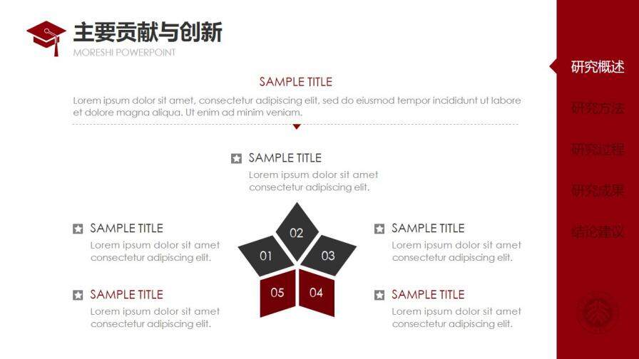 紅色側(cè)邊導航論文答辯PPT模板