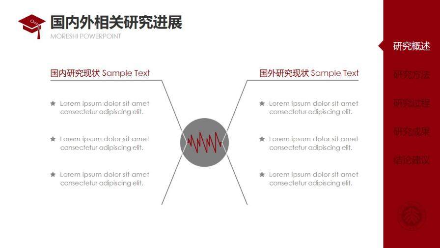 红色侧边导航论文答辩PPT模板