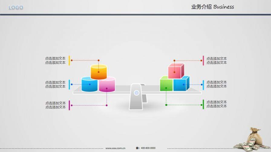 貨幣符號錢袋子背景PPT模板