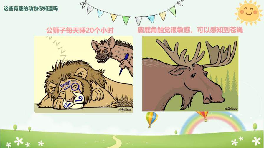 卡通世界动物日介绍PPT模板