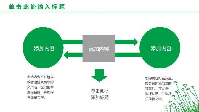 簡約綠色心形小草PPT模板