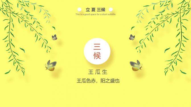 黄色小清新立夏节气传统习俗PPT模板