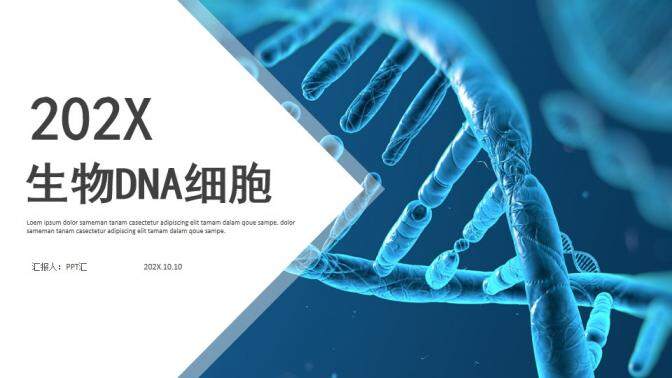 蓝色简洁生物DNA细胞医学研究PPT模板