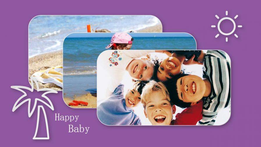 多彩儿童欢乐童年生日成长纪念相册PPT模板