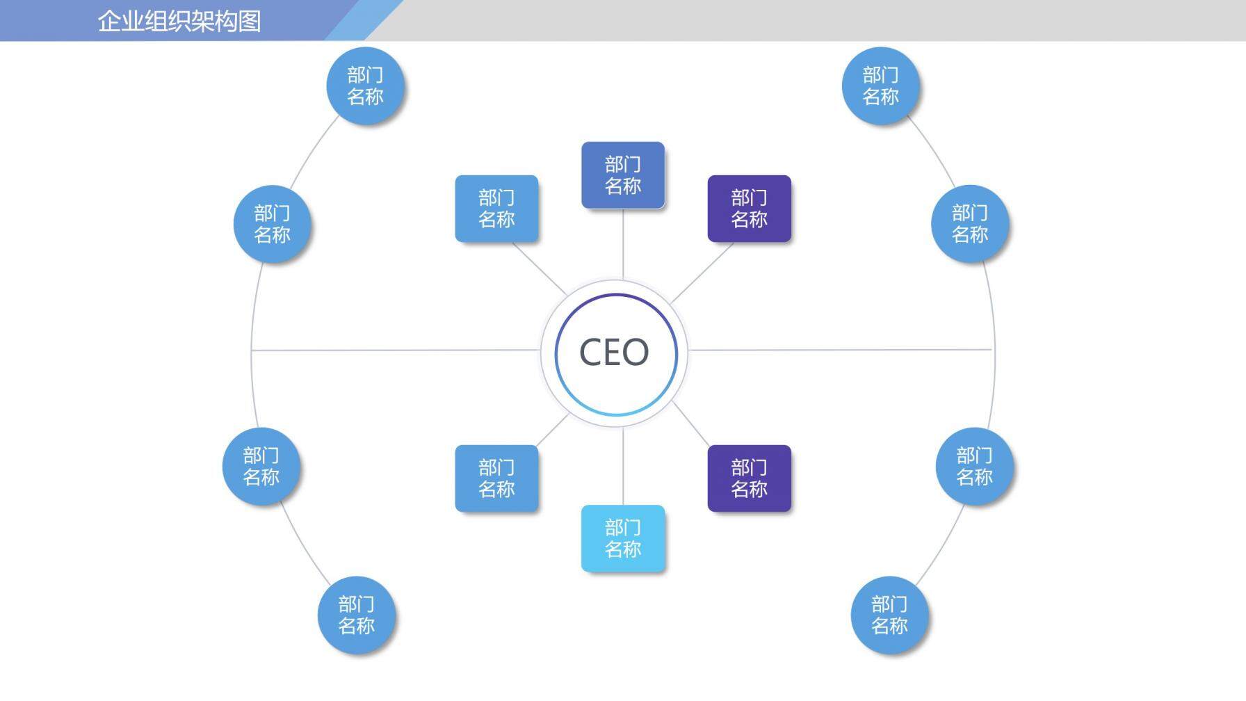 商务动态企业组织架构图PPT模板