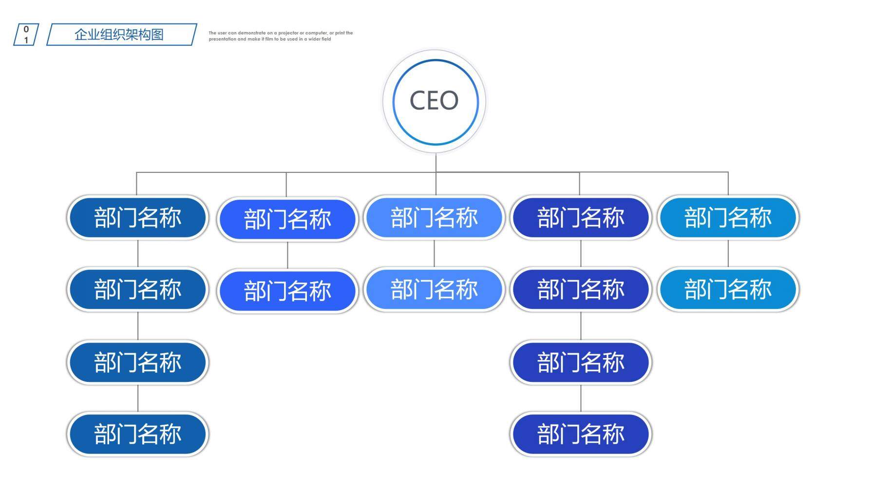 简洁大气企业组织架构图PPT模板
