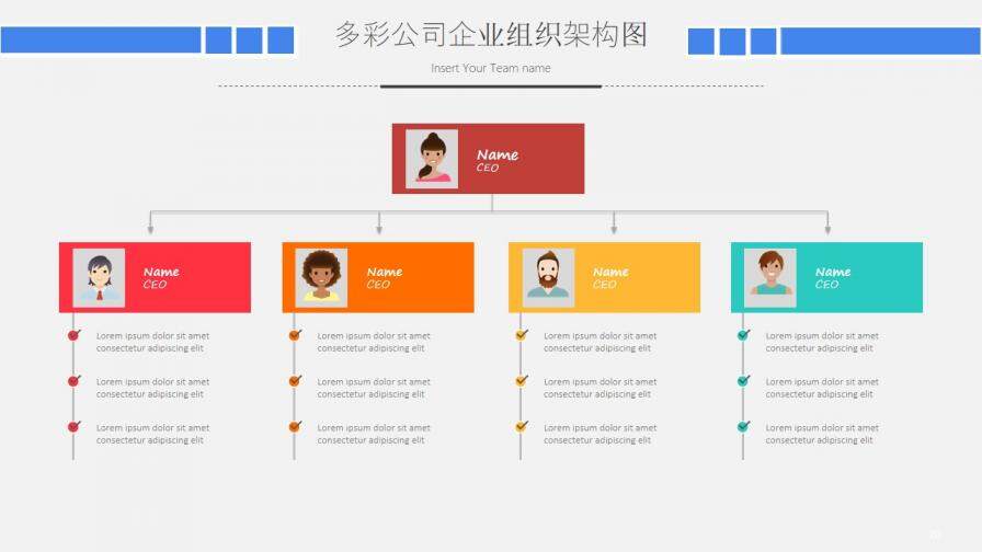 卡通动态公司组织架构图组织结构PPT模板