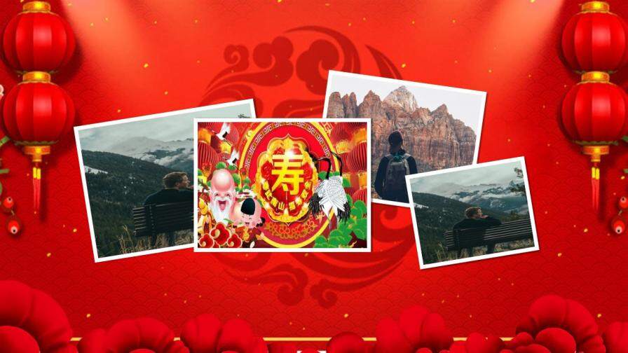 红色中国风生日祝福PPT模板