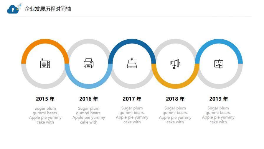 扁平風企業(yè)發(fā)展歷程時間軸圖表PPT模板