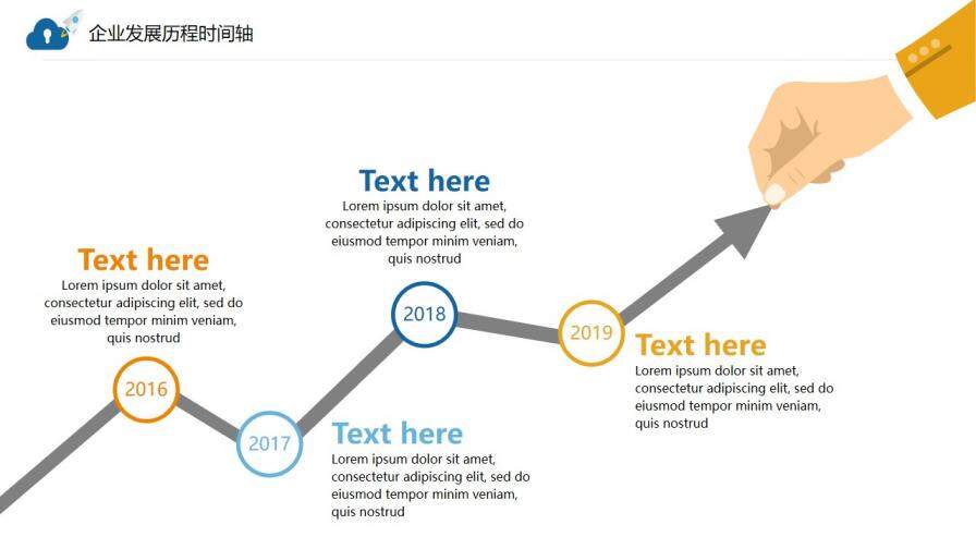扁平風(fēng)企業(yè)發(fā)展歷程時(shí)間軸圖表PPT模板