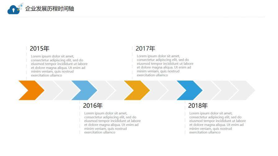 扁平風企業(yè)發(fā)展歷程時間軸圖表PPT模板