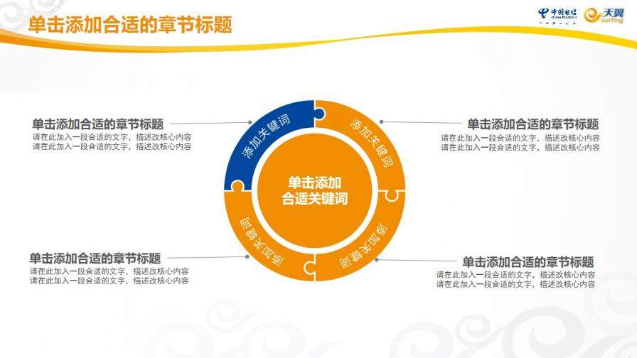 中國電信天翼寬帶專用工作總結PPT模板