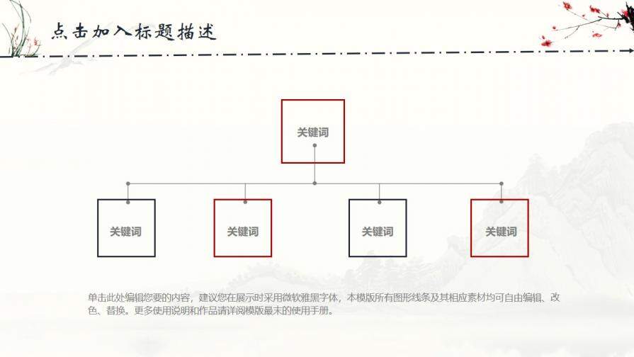 梅花兰花山水中国风PPT模板