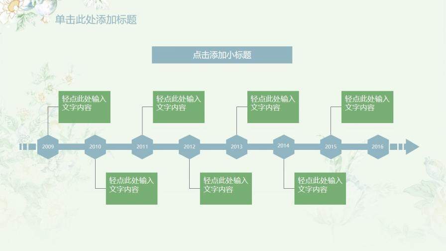 綠色淡雅花卉背景的清新藝術(shù)PPT模板