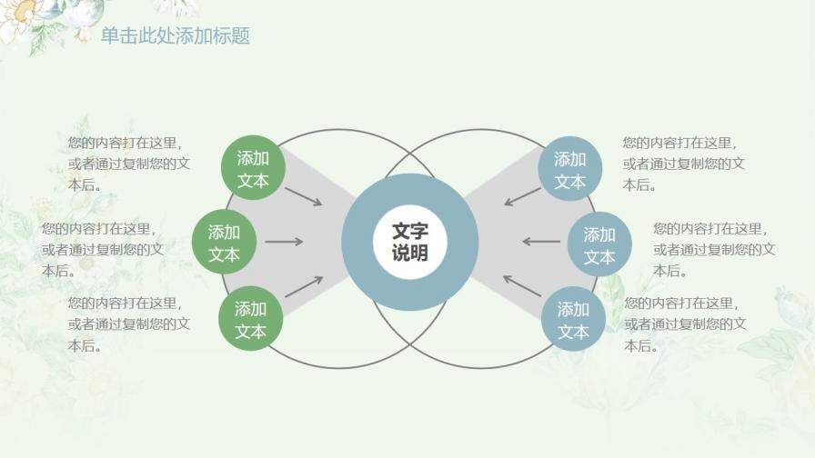 綠色淡雅花卉背景的清新藝術(shù)PPT模板