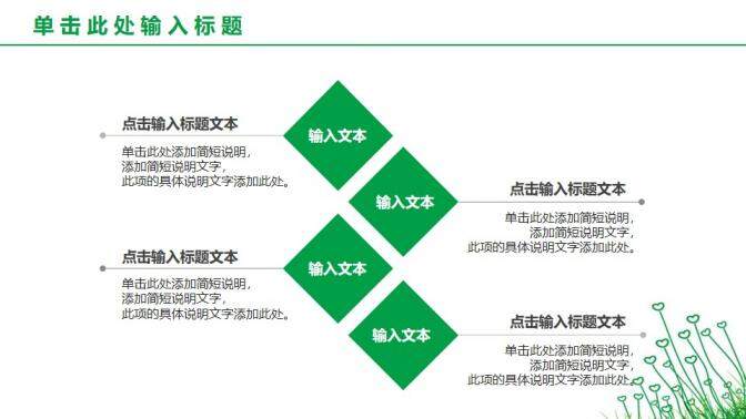 綠色植物背景簡潔工作計劃PPT模板