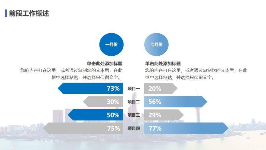藍(lán)色簡(jiǎn)約城市背景工作總結(jié)PPT模板