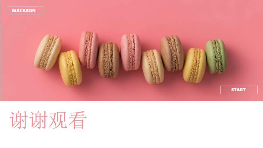 粉色小清新甜品馬卡龍美食品牌宣傳PPT