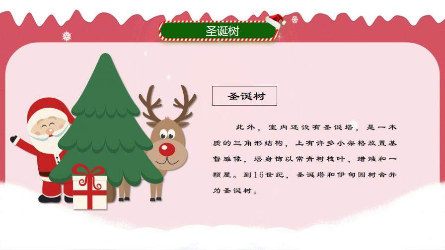 可爱卡通简洁喜庆圣诞节介绍ppt模板
