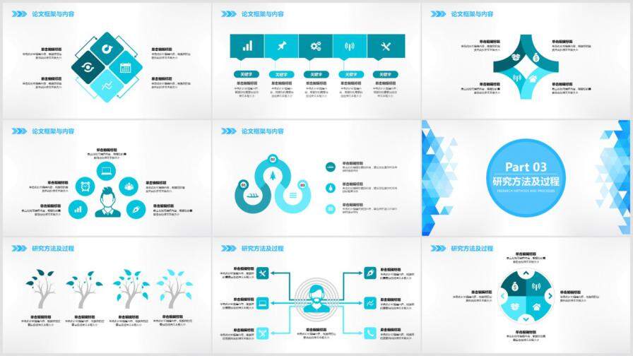 畢業(yè)論文答辯簡約藍(lán)色通用PPT模板