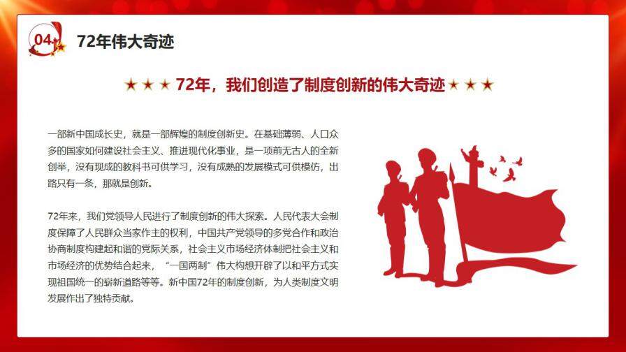 红色大气党政风国庆节宣传介绍PPT模板