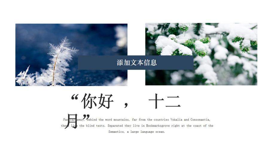 藍色通用冬天大雪簡約相冊圖片展示宣傳PPT模板