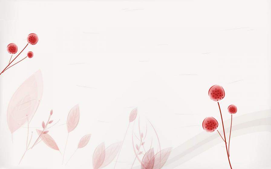 红叶红果淡淡粉红幻灯片背景图片