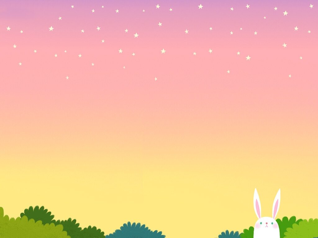 粉色天空可爱兔子PPT背景图片