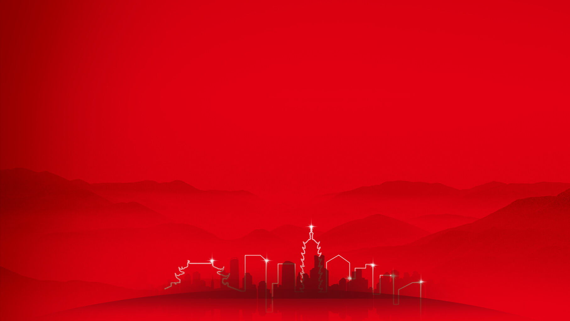 红色简洁建筑剪影PPT背景图片