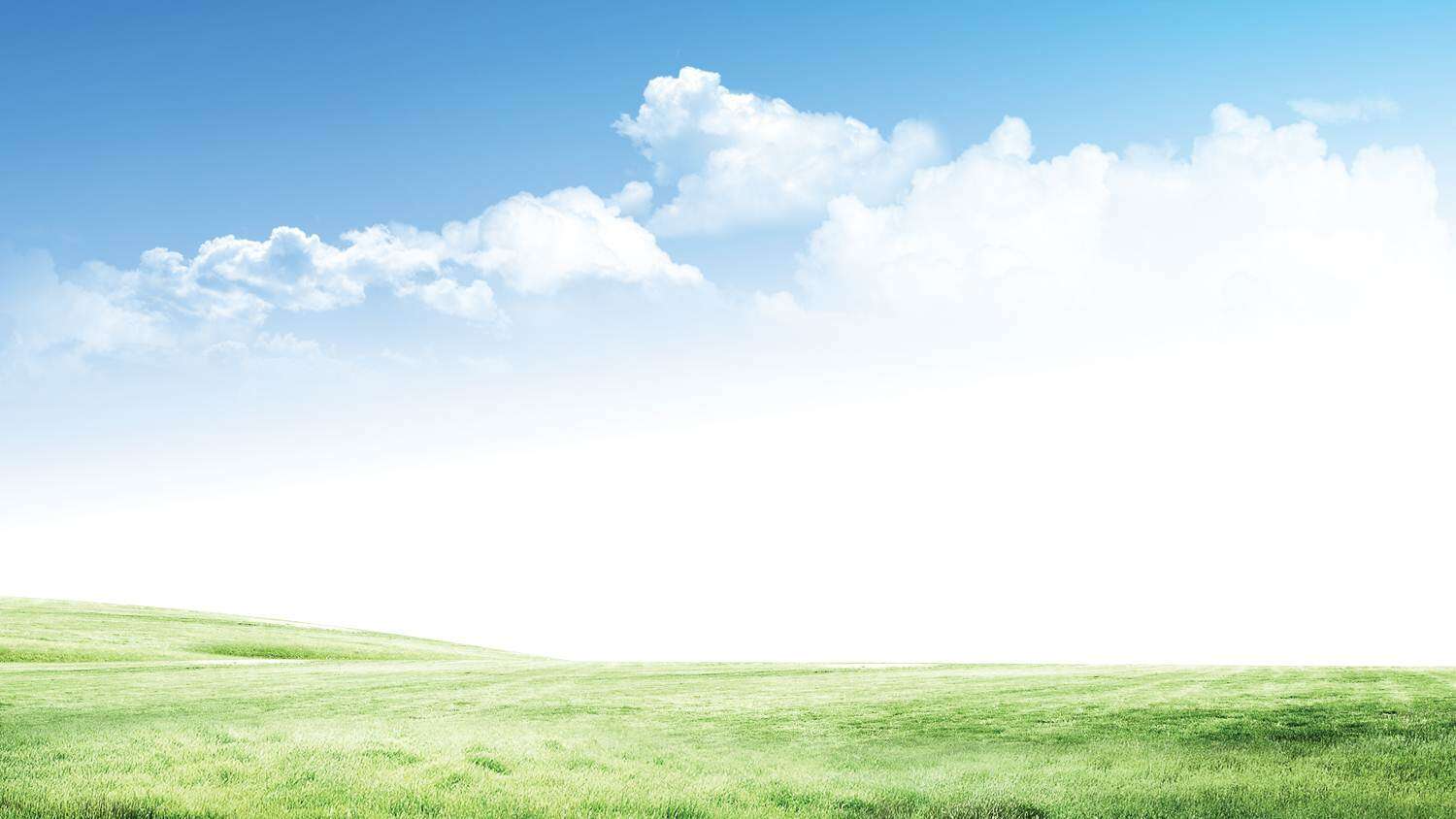 清新自然的蓝天白云草地PPT背景图片