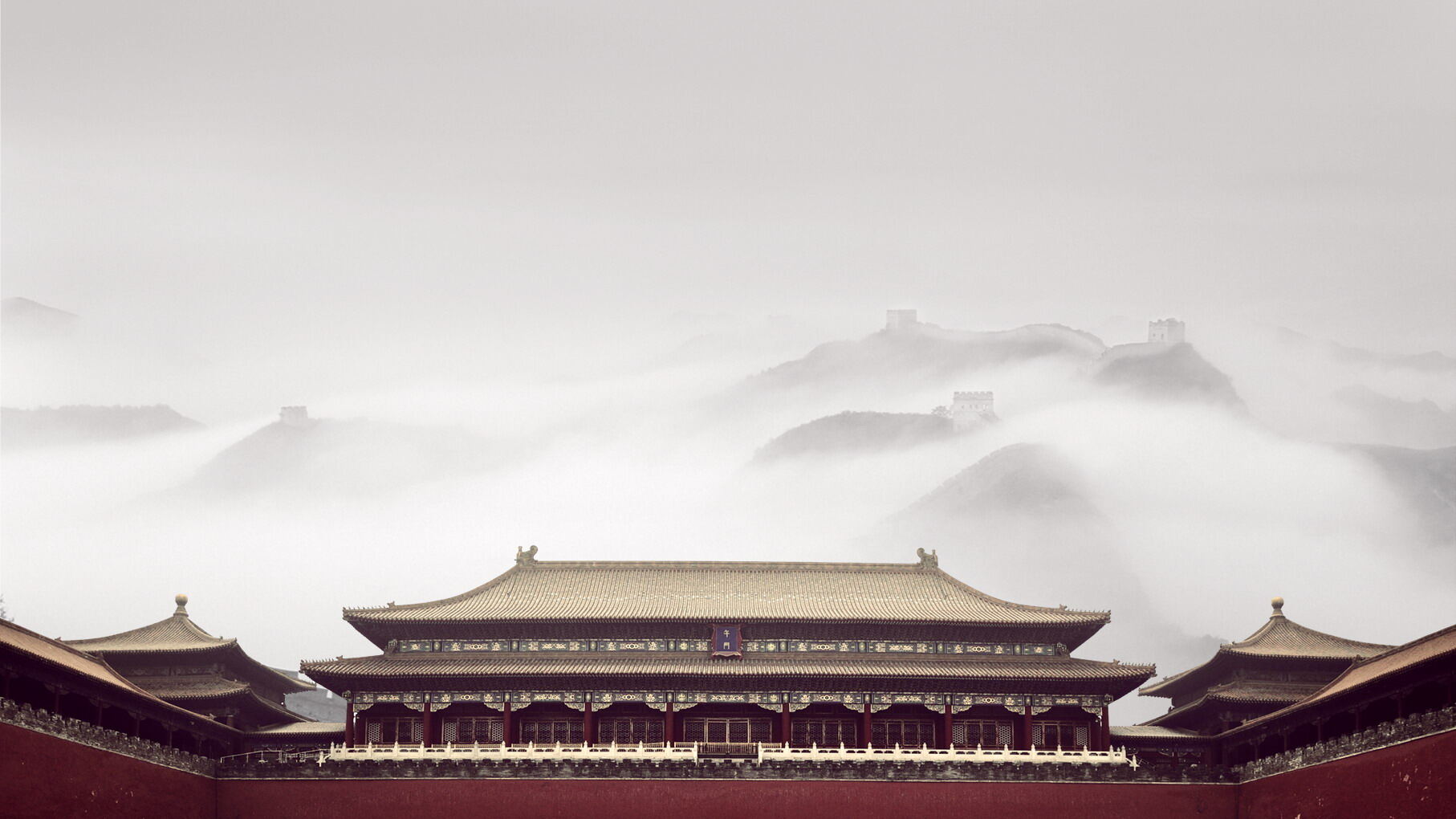 精致中国古建筑PPT背景图片