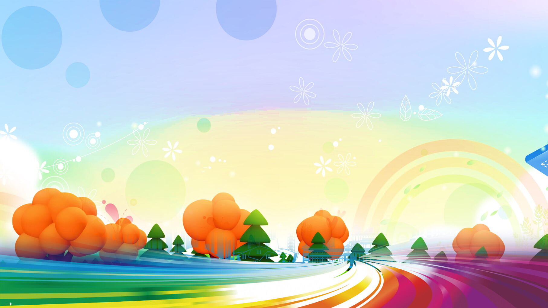 彩色卡通树林PPT背景图片