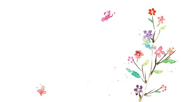 彩色水彩植物蝴蝶PPT背景圖片