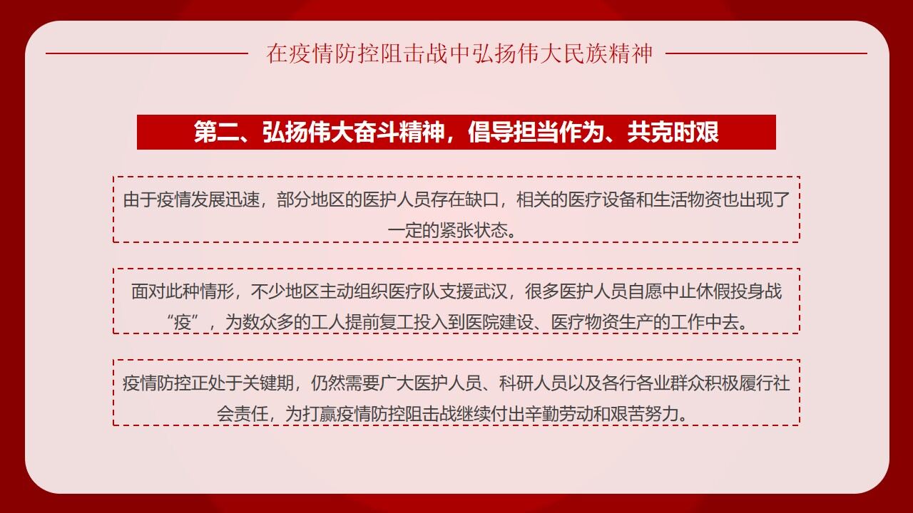 戰(zhàn)勝疫情弘揚(yáng)偉大民族精神PPT模板