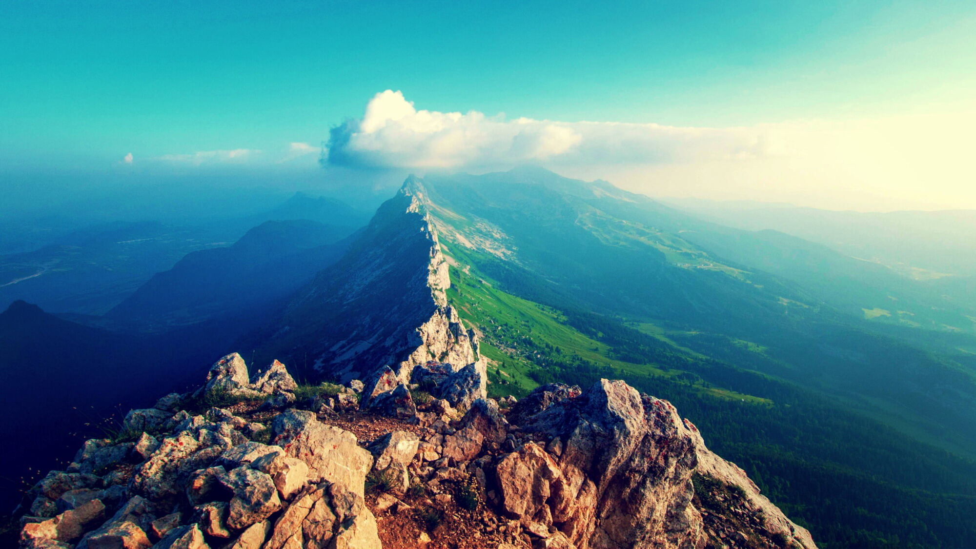 四張群山高山山峰PPT背景圖片