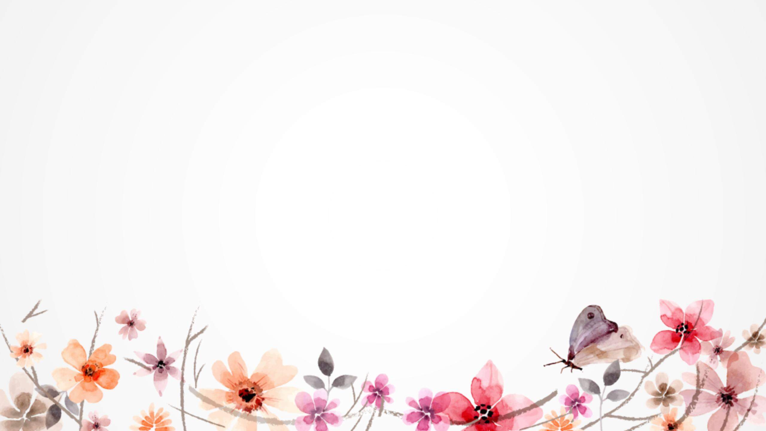 两张暖色水彩花卉PPT背景图片