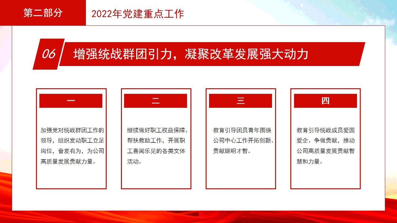 红色国有企业党委工作总结及计划PPT模板