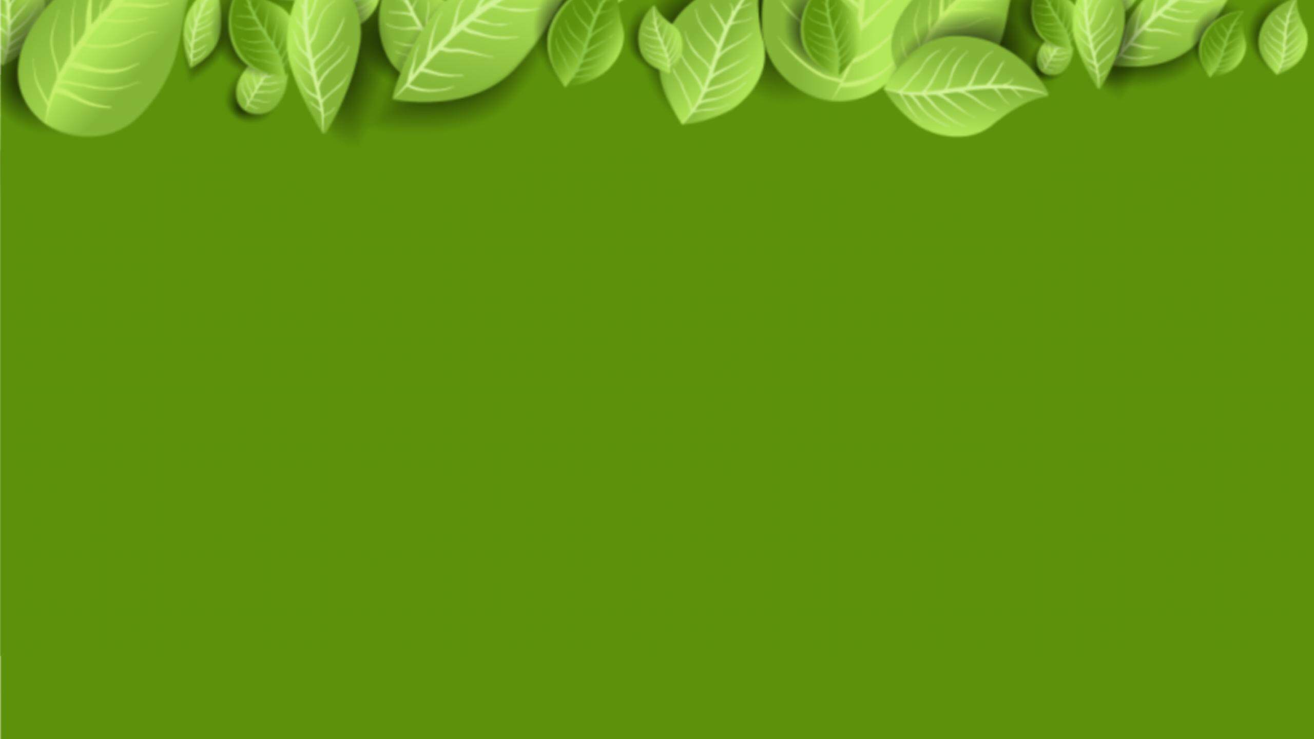 精致绿色UI风格植物叶子PPT背景图片