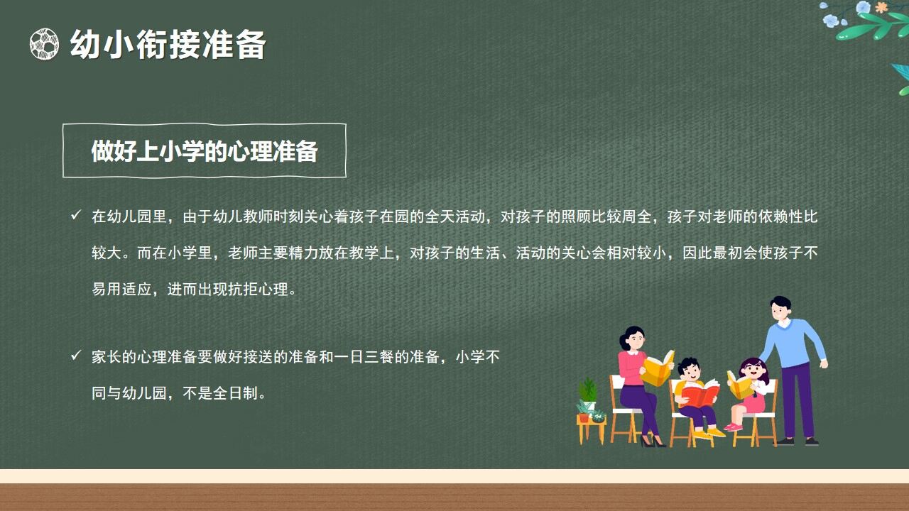 綠色黑板卡通風(fēng)幼兒園大班期末家長會PPT模版