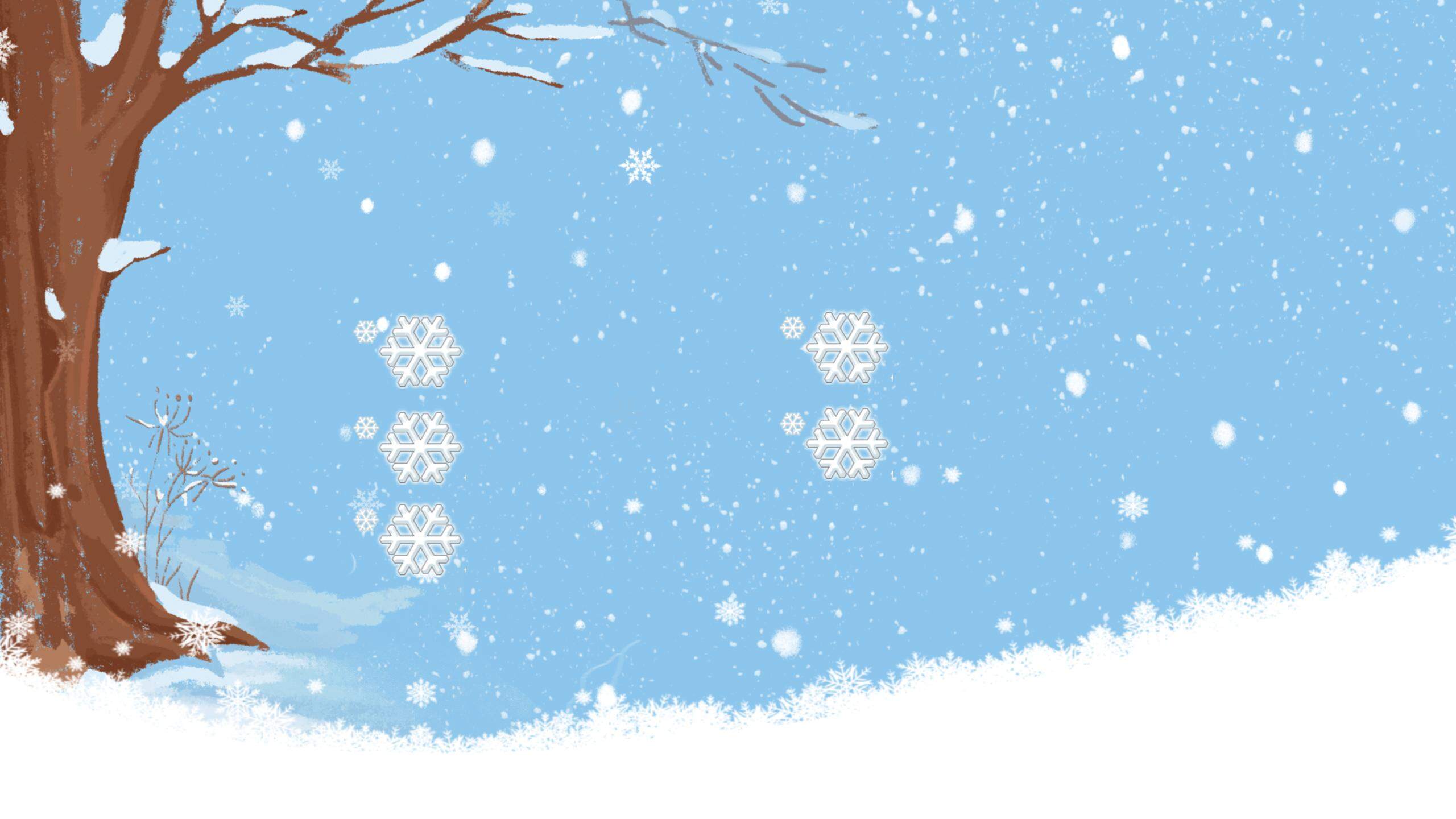 四张卡通冬天雪景PPT背景图片