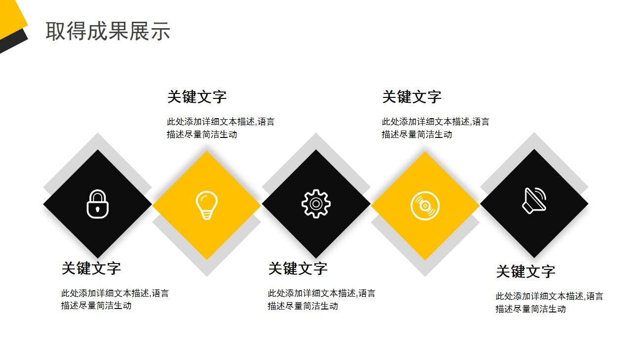 黃色幾何商務總結計劃PPT模板
