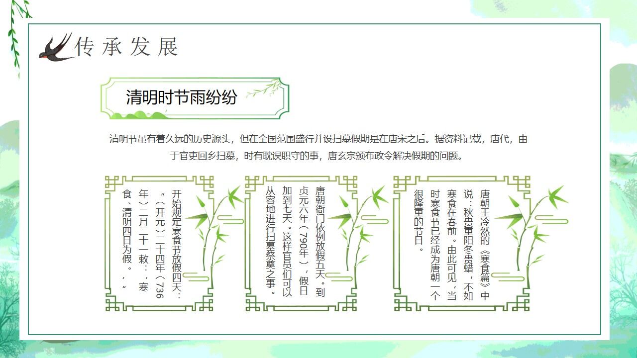 綠色中國風中國傳統節日清明節介紹PPT模板