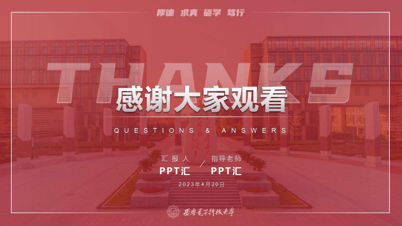 西安電子科技大學(xué)學(xué)生匯報畢業(yè)答辯通用ppt模板