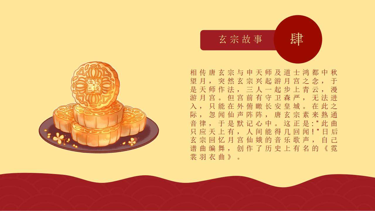 红色中国古典风中秋节介绍月饼风格PPT模板
