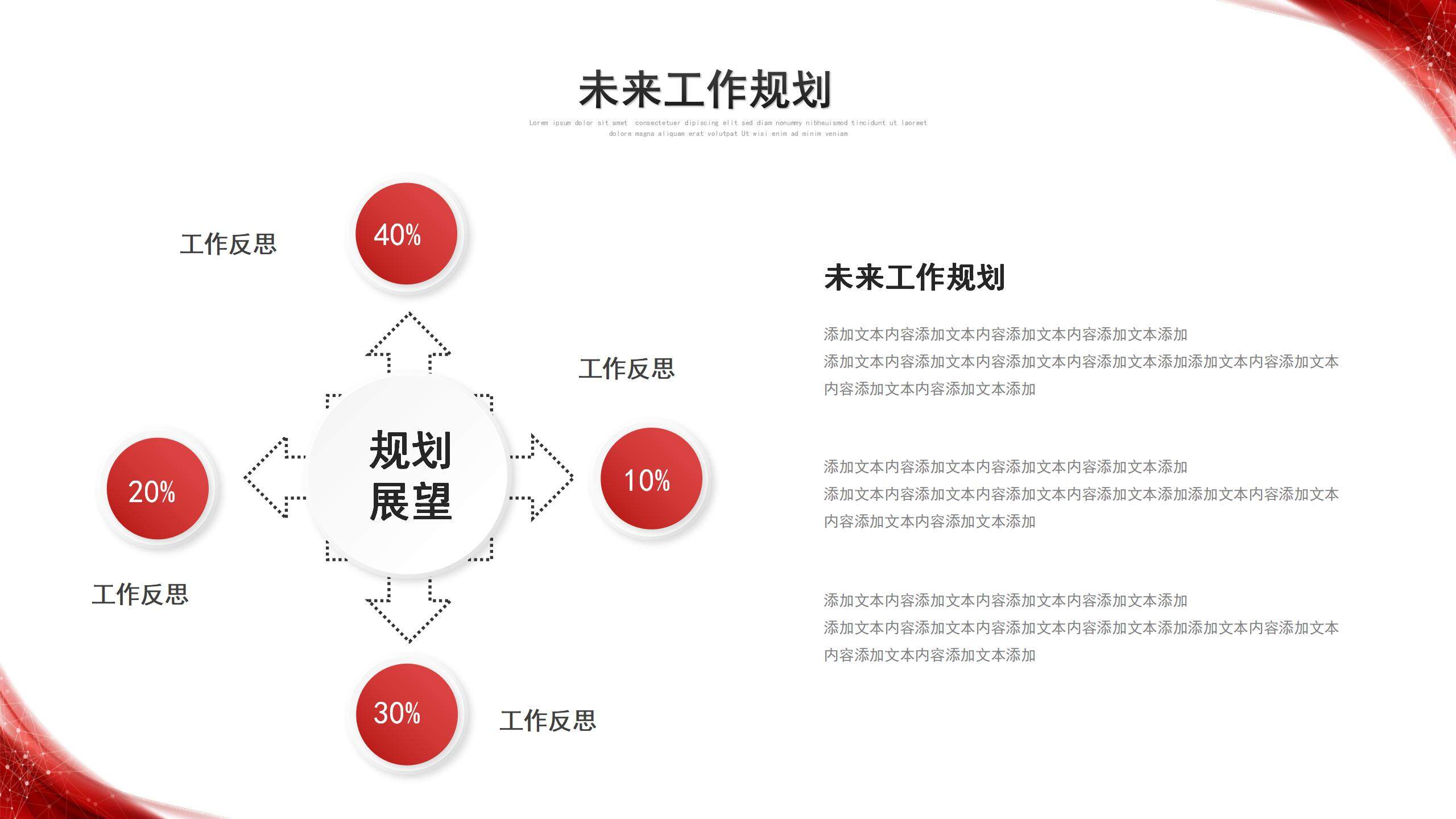 紅色簡約微粒體季度工作總結(jié)述職報告工作匯報PPT模板