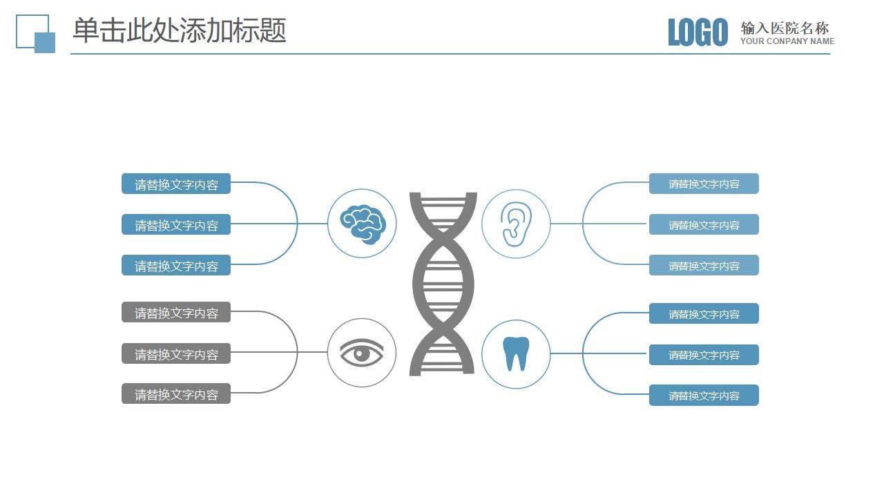 蓝色医疗卫生医学研究医疗手术医院通用PPT模板