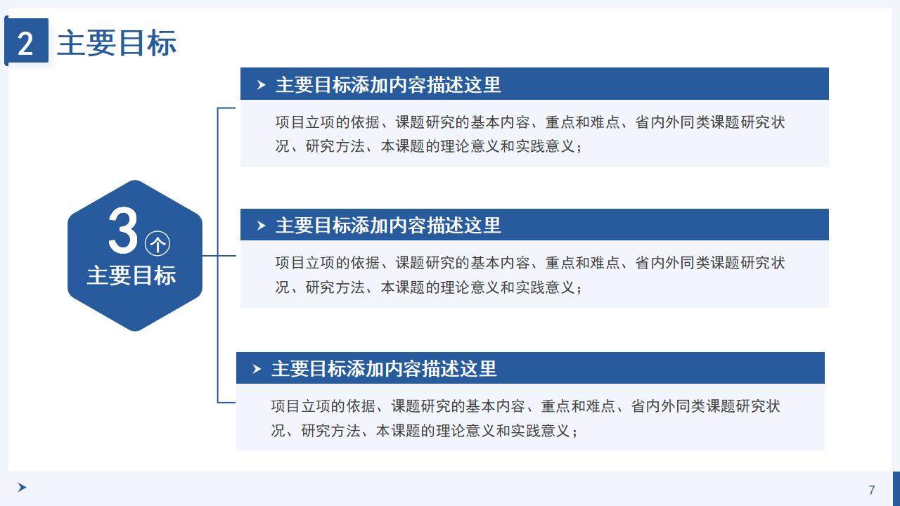 藍色簡潔學術風研究課題項目申報答辯PPT模板