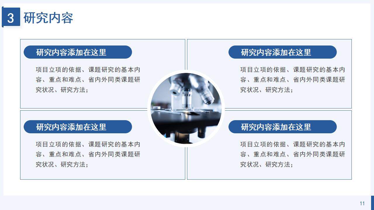 藍色簡潔學術風研究課題項目申報答辯PPT模板