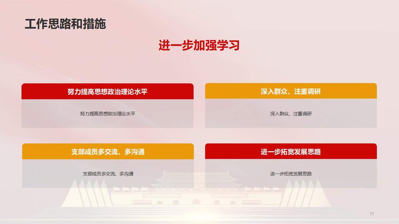 红色党政党支部阶段年终工作总结党课课件PPT模板